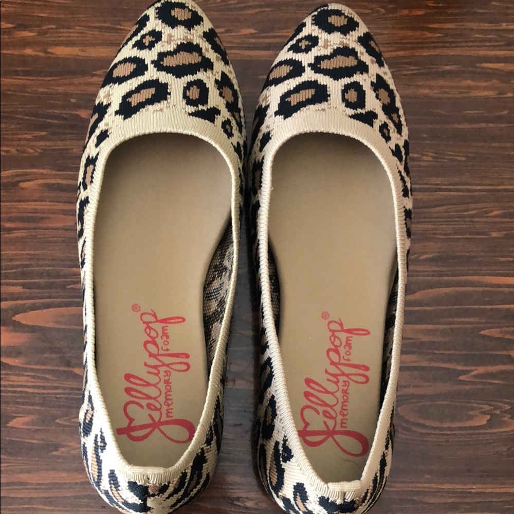 Jellypop Black and Tan Flats with Animal Print